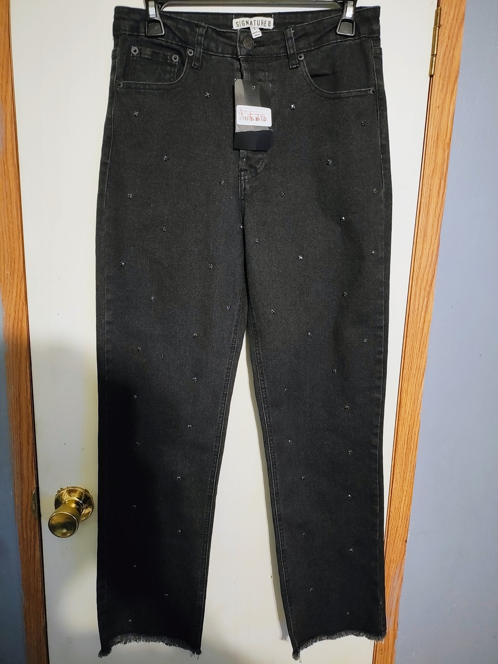 Signature8 Black Embellished Jeans with Stud Detail